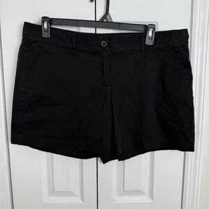Per Se Chino Shorts Size 16‎ Black Minimalist Preppy Summer Staple